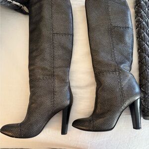 Fendi Pebbled Charcoal Heeled Boots
